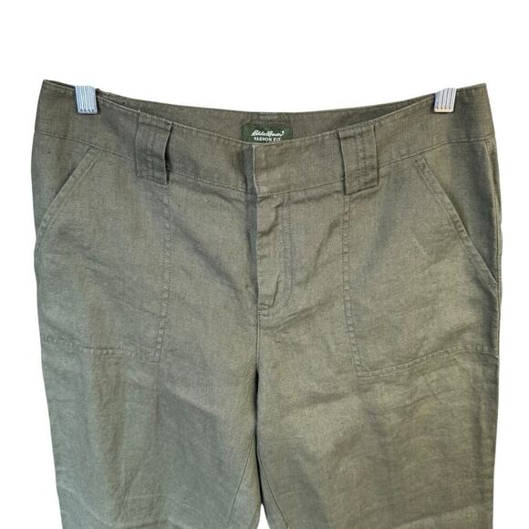 Eddie Bauer Pants Linen Green Women's 8 Cropped Wide Leg Fishingcore Granolagirl - Picture 2 of 10
